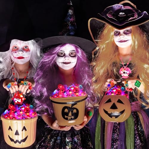 Halloween Glow in the Dark Toys Party Favors 100 pcs - Light Up Necklaces Rings Bracelets Balls