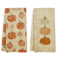 Rustic Pumpkin Kitchen Towels and Dishcloths Set of 2 - Fall Decor, 24x16 Inches