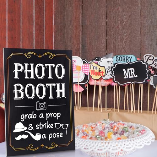 Happiness Photo Booth Sign with Stand - Retro Party Photo Props