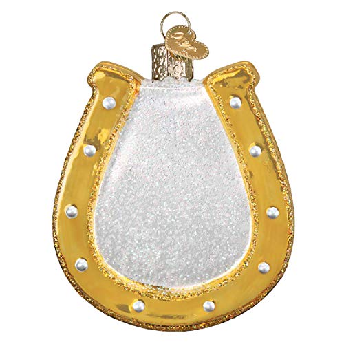Horseshoe Glass Ornament for Christmas Tree Handcrafted Holiday Decoration