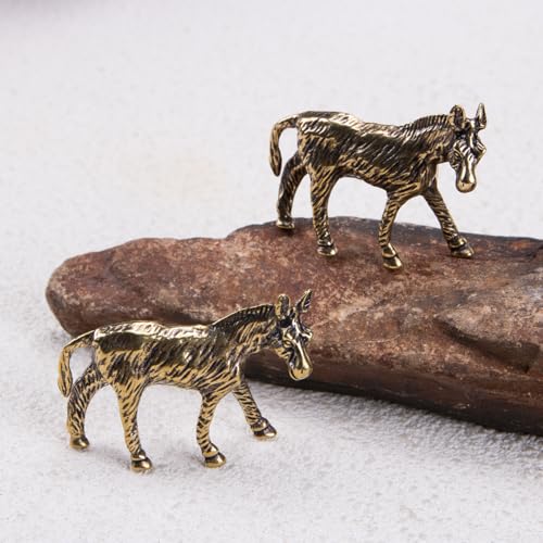 Brass Donkey Figurine Miniature Farmhouse Decor Statue