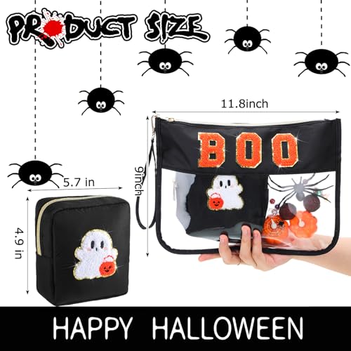 Halloween Boo Theme Clear Makeup Bag Set Waterproof PVC Pouches - 2 Pieces