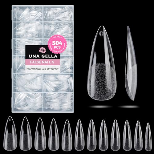 Long Stiletto Gel Nail Tips 504PCS Full Cover Pre-Etched - Professional Salon Quality