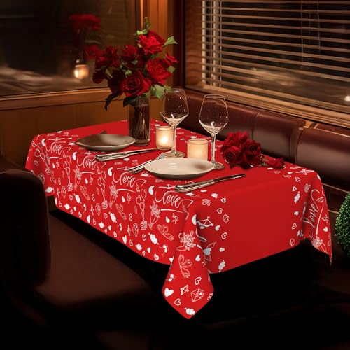 Red Valentines Day Tablecloth 3 Pack - Large Disposable Heart Love Table Cover