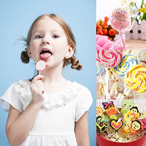 White Cake Pop Sticks and Wrappers Set - 4.7 Inches, Includes Bags & Ties