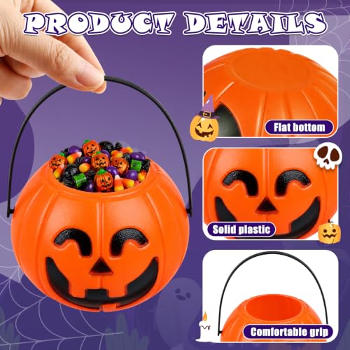 24 Pack Halloween Pumpkin Candy Buckets for Trick-or-Treating & Parties