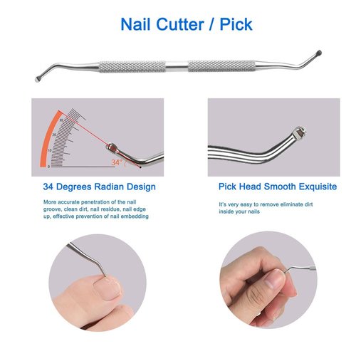 HIFAU Professional Cuticle Nippers Set, Stainless Steel Manicure Kit - Cuticle Nipper, Cuticle Pusher & Cutter, Triangle Nail Polish Remove Tool & Cuticle Trimmer, Nail File, Nail Lifter, Home & Salon