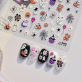 Halloween Nail Stickers 5D Embossed Ghost & Spider Web Designs Color 034