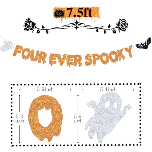 Halloween 4th Birthday Banner - Spooky Hello Boo Bat Party Decorations