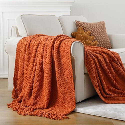 Burnt Orange Throw Blanket for Couch 50x60 Inches Cozy Soft Home Decor