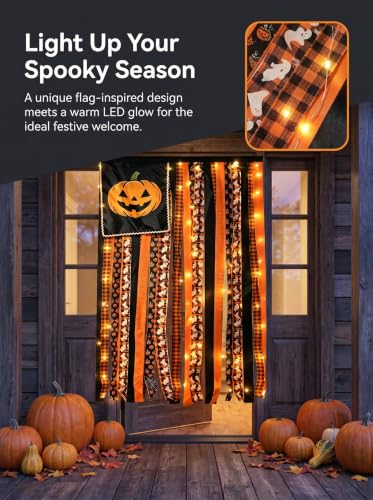 Halloween Door Banner with LED Lights USB Remote Control Indoor Outdoor Decor