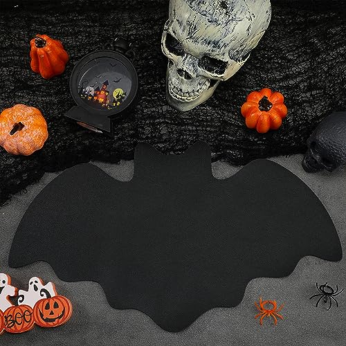 Halloween Bat Placemats Set of 6 - Black Leather Style - Bat / Black