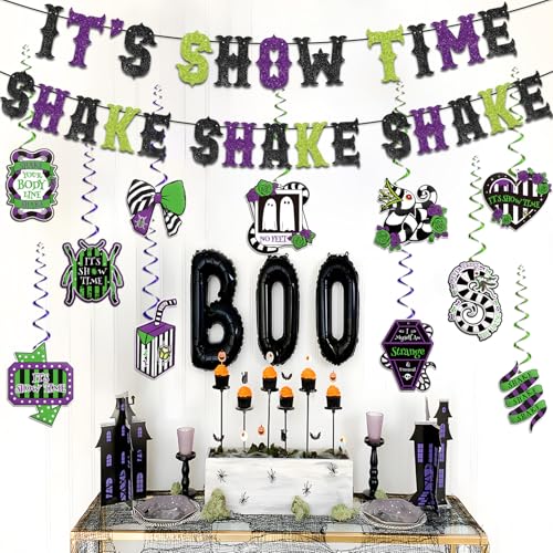 Halloween Party Decorations Banner & Hanging Swirls - Spooky Indoor Decor