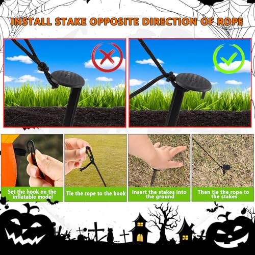 30 Sets Inflatable Stakes with Hooks and Ropes - 5.7 Inch Yard Tent Pegs
