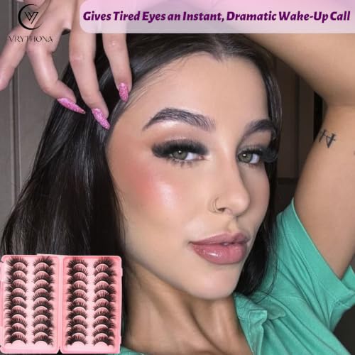 Fluff Cat Eye False Lashes - 20 Pairs Mink Lashes Fluffy Wispy 20MM Bold Glam