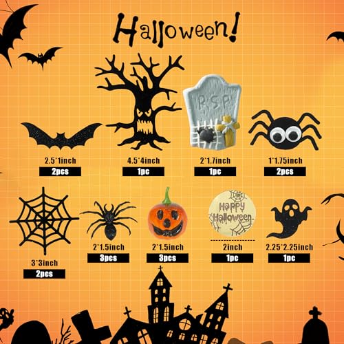Halloween Cake Topper Set Pumpkin Spiders Tombstone Decorations 16pcs