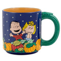 16 oz Peanuts Ceramic Mug with Great Pumpkin Scene - Fall Pumpkin Patch Coffee Cup - Linus, Sally & Snoopy