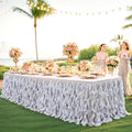 Silver 21ft Sequin Table Skirt for Rectangular Tables - Glitter Fringe Tutu Party Decor
