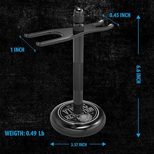 Viking Revolution Black Safety Razor Stand - Razor Holder and Shaving Brush Stand to Prolong the Life of Your Razor - Weighted Bottom for Extra Stability