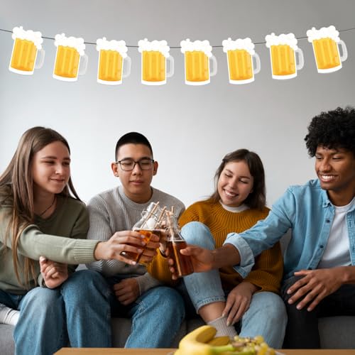 Beer Banner Party Decorations - Beer Mug Banner for Men’s Birthday Yellow