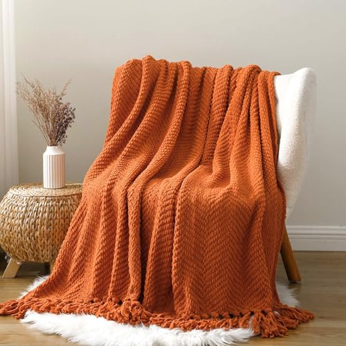 Burnt Orange Throw Blanket for Couch 50x60 Inches Cozy Soft Home Decor
