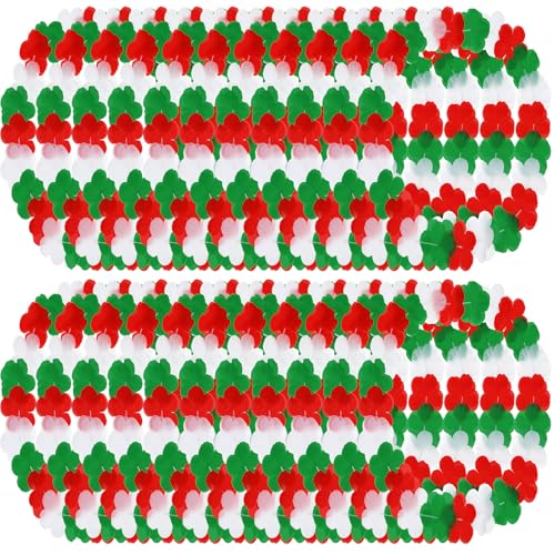 72 Pcs Holiday Hawaiian Flower Leis Bulk Tropical Necklace Decorations - Red White Green