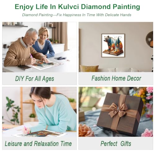 Forest Bear Diamond Painting Kit for Adults 12x12 Inches Wall Decor