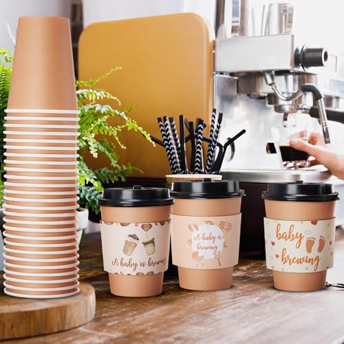 Baby Shower Coffee Cups Set with Lids & Sleeves - 25 Cute Style 12oz