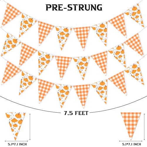 Pumpkin Themed Party Bunting Banner - Fall Triangle Flag Decor for Halloween & Thanksgiving