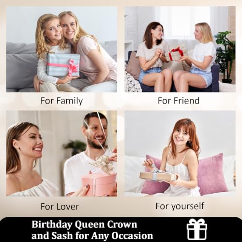 Birthday Baddie Crown and Sash Set for Women - Silver & Black, One Size