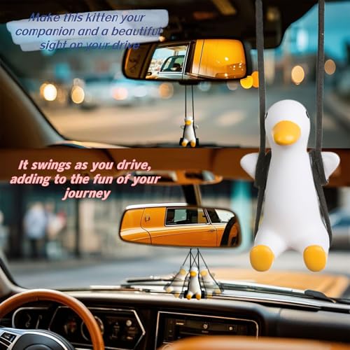 Cute Swinging Duck Car Mirror Hanging Ornament - Interior Rearview Accessory