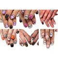 Halloween Press On Nails Short Square Fake Nails with Ghost Design - Purple Pink Black Variation 17