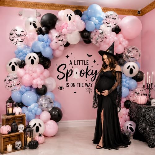 Halloween Gender Reveal Balloons Set Pink Blue Ghost Variation - 36 Latex Decorations