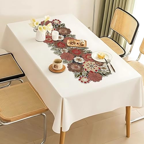 Beaded Table Runner Maroon Combo 36x13 Inch Rustic Fall Holiday Decor - Handmade