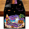 Summerween Halloween Table Runner Tropical Ghost Beach Party Decor 13x72in