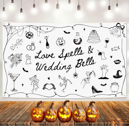 Love Spells & Wedding Bells Backdrop Tapestry for Wedding & Party Decor
