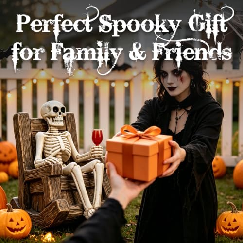 Solar Halloween Skeleton Garden Statue - 6.5-Inch Outdoor Decor with LED Light