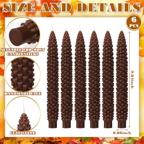 Pinecone Shaped Taper Candles - Brown 6 Pack Fall Harvest Decor - Variation of THIS listing
