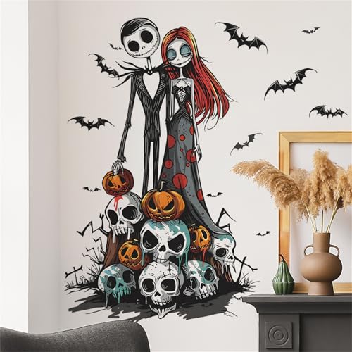 Halloween Ghost Bride Skeleton Wall Decals - Peel & Stick Spooky Wall Art for Parties