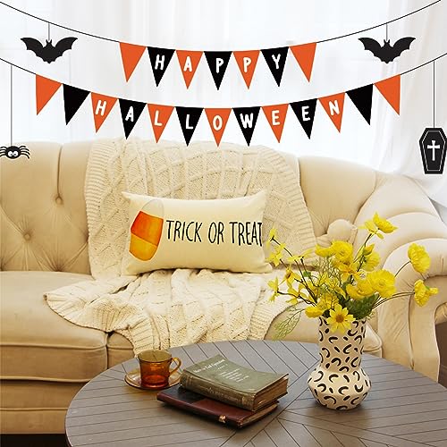 Halloween Candy Corn Throw Pillow Cover, 12x20 Inch Trick or Treat Home Decor