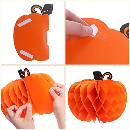 18 Pcs Fall Pumpkin Honeycomb Centerpieces - Halloween Thanksgiving Decor