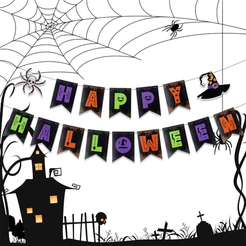Halloween Banner Hanging Paper Garland - Black Halloween Party Decor