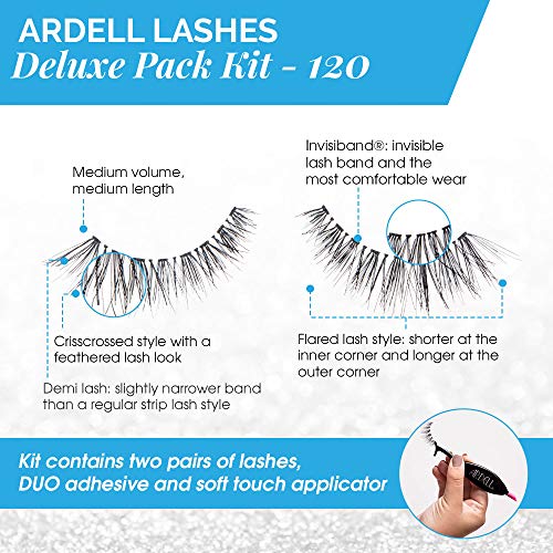False Eyelashes #120 Demi Pack of 2 with Duo Adhesive & Applicator - Lightweight Natural Look