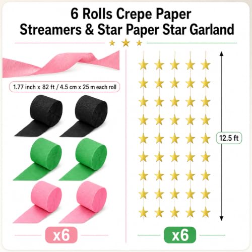 Pink Green Black Paper Chain Garland Set for Halloween Party Decorations - 600 Sheets