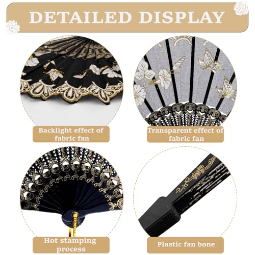 Black 30 Pack Folding Hand Fans - Spanish Style Wedding & Party Fans