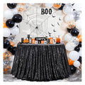 132 Inch Black Sequin Round Tablecloth for Weddings & Parties - Reusable