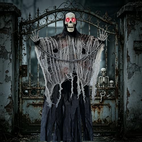 71-Inch Life Size Halloween Hanging Ghost Decorations with Sound & Adjustable Arms