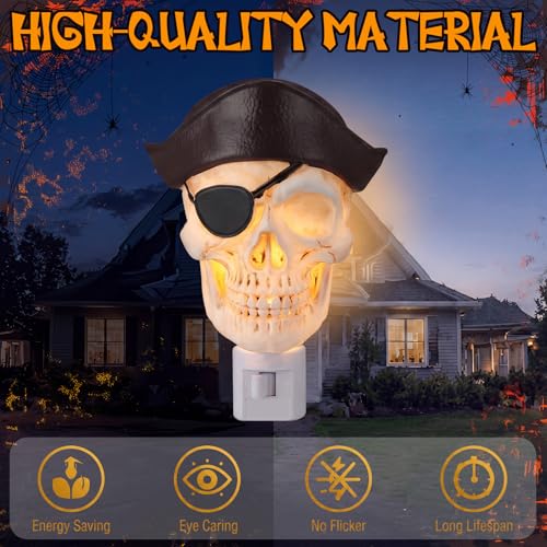 3D Skull Night Light with Auto Sensor, Warm LED, Plug-in Wall Decor - Skull Variation