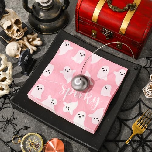 Pink Ghost Halloween Paper Napkins - 100 Pack Disposable Party Tableware