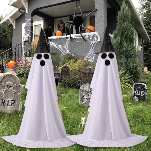 Halloween Ghost Decorations Outdoor with Remote Control String Lights - Ghost Eyes - 62-Inch Spooky Yard & Porch Decor